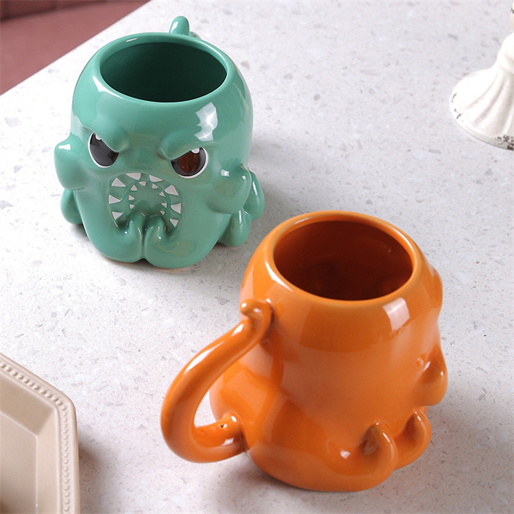 octopus ceramic cup high-looking coffee cup creative cute animal water cup large capacity mug_voghion.com