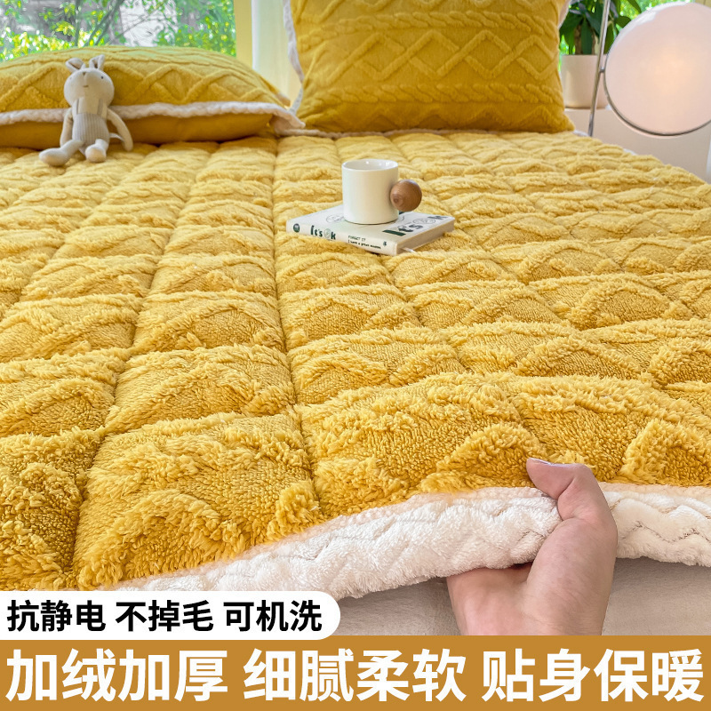 クラスA厚いタフマットレスクッション家庭用寝室牛乳ベルベットマットレス冬シングルマット布団|undefined
