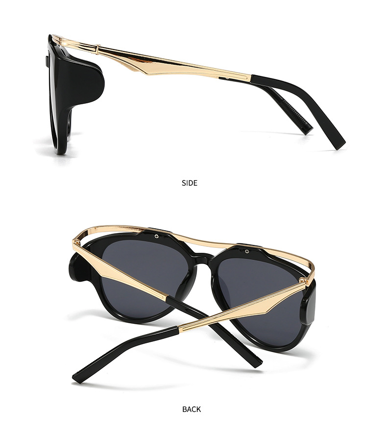 Commercio estero Esplosioni transfrontaliere Occhiali da sole Fotografia di strada europea e americana Ins Internet Modello rosso Occhiali da sole geometrici in metallo Donna LH16_voghion.com