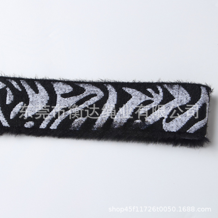 Fábrica de venta al por mayor 4cm cinta elástica de peluche imitación de visón elástica cinta elástica Jacquard letras