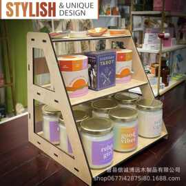 跨境木质多层置物架阶梯展示架酒类罐头展示架三层手办收纳展示架
