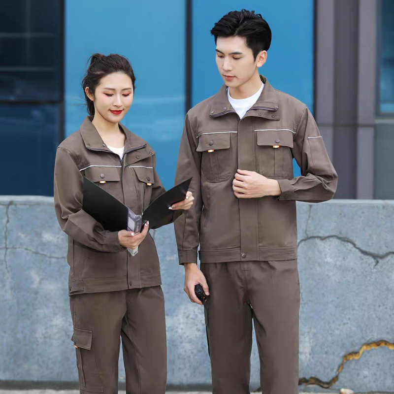 立领纯棉工作服套装电焊防烫劳保服男春秋全棉长袖电网耐磨工作服|undefined