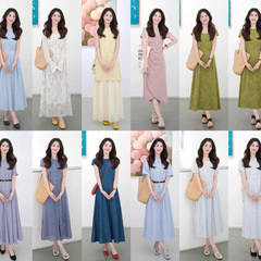 2025年夏季女新款法式温柔风穿搭修身百搭长款淑女圆领收腰连衣裙