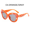 Fashionable retro glasses solar-powered, sunglasses, 2023, flowered, cat's eye, wholesale