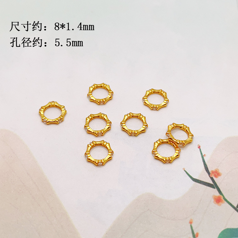 S925 Silver Gold-Plated Diamond-Studded Spacer Beads, Small Waist-Shaped Butterfly Walnut Beads Accessories for DIY Bracelets and Necklaces