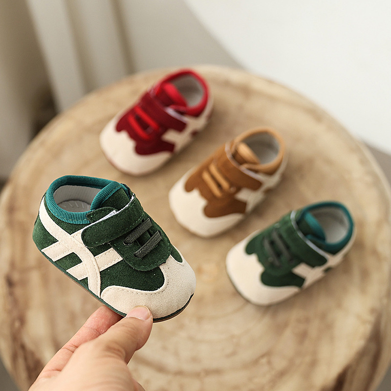 New Infant and Toddler 0-1 Year Old Male and Female Baby Sports Shoes 6-12 Months Color Matching Casual Soft Rubber Sole Toddler Shoes
