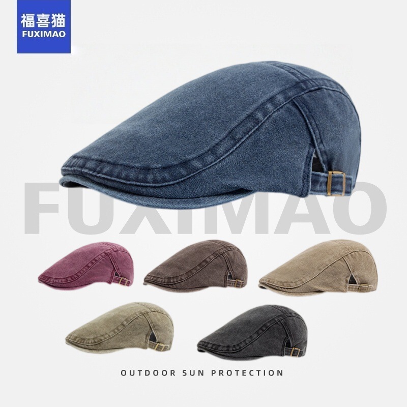 New vintage washed forward cap, simple and stylish British-style duckbill cap for women, casual versatile artistic beret New vintage washed forward cap, simple and stylish British-style duckbill cap for women, casual versatile artistic beret