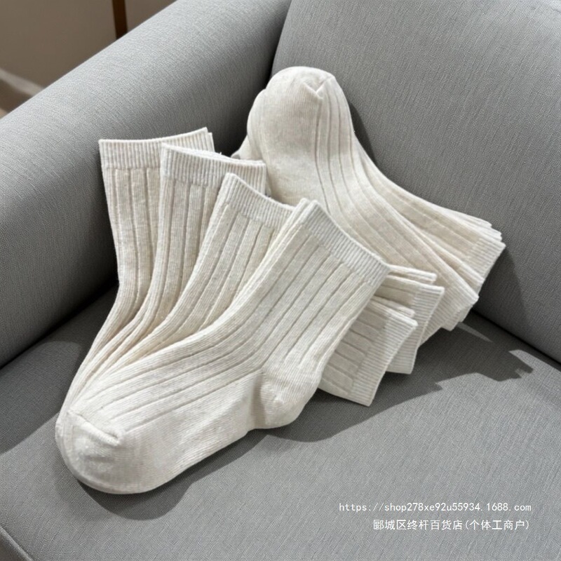 Unstained children's socks, natural color, genuine cotton, pure cotton, suitable for spring, summer, and autumn, double-needle knit, unisex, mid-calf length, odor-resistant socks for school Unstained children's socks, natural color, genuine cotton, pure cotton, suitable for spring, summer, and autumn, double-needle knit, unisex, mid-calf length, odor-resistant socks for school