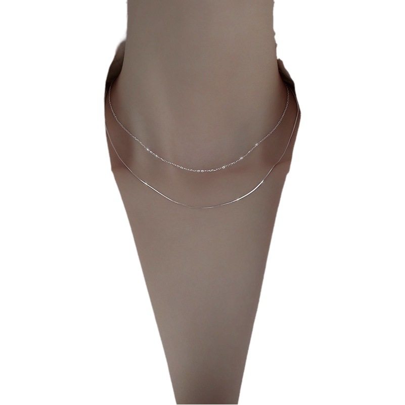 Barroco perla geométrica doble capa collar nicho metal estilo europeo y americano diseño clavícula cadena versátil nuevo collar para las mujeres