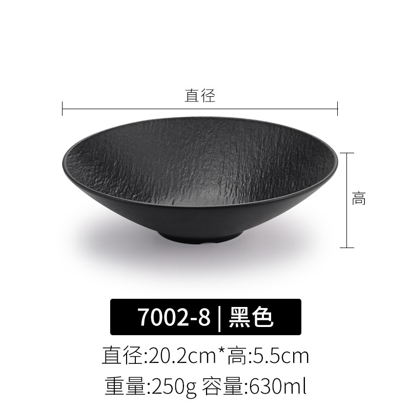 Japonés negro melamina bolos de arroz bolos de mezcla de fideos bolos de hotel restaurante bolos de sopa de plástico bolos de ensalada comerciales