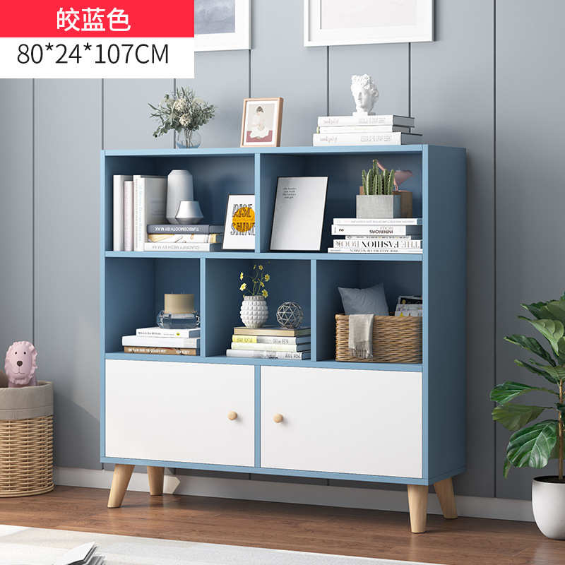 Simple estantería piso simple sala de estar rack de almacenamiento hogar estante de almacenamiento de juguete para niños estudiante a cuadros estantería corta