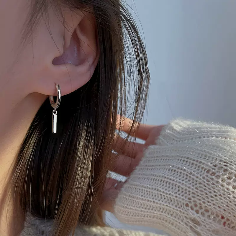 简约圈圈小银条耳夹气质冷淡风无耳洞耳环女小众高级感蚊香盘耳夹