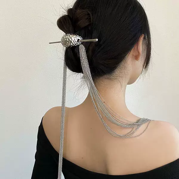 Hairpin Women's Elegant Trendy Design Tassel European and American Ponytail Distinctive Hair Accessories Long Headwear New Niche Back of Head