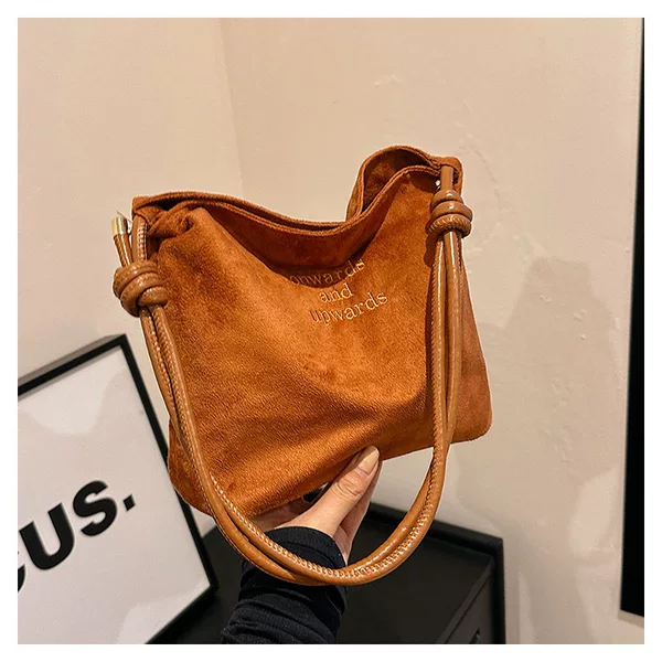 Suede casual large-capacity simple 2024 spring fashion casual solid color personalized trendy tote bag