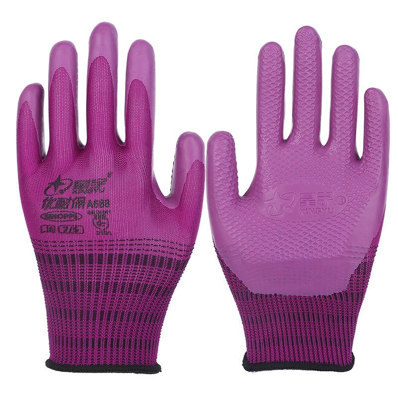 Younaibao guantes en stock al por mayor Xingyu semi-inmersión guantes de trabajo transpirable antideslizante inmersión pegamento colgando guantes de látex