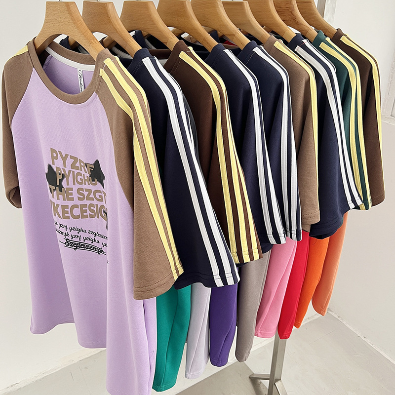 Guangzhou Thirteen Lines Live with Goods 2025 Summer New Korean Women's Short Sleeve T-Shirt Women Alibaba Wholesale Guangzhou Thirteen Lines Live with Goods 2025 Summer New Korean Women's Short Sleeve T-Shirt Women Alibaba Wholesale