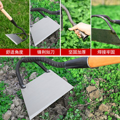 Manganese steel hoe, agricultural flat hoe, large size hollow hoe, pioneer hoe, old style vegetable planting, loosening soil, outdoor weed removal tool, manufacturer 