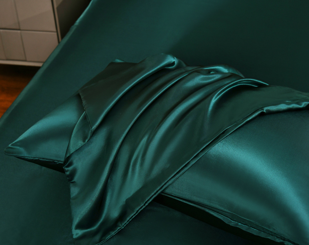 Bright satin pillowcase size bedding 90 color DINK fabric_voghion.com
