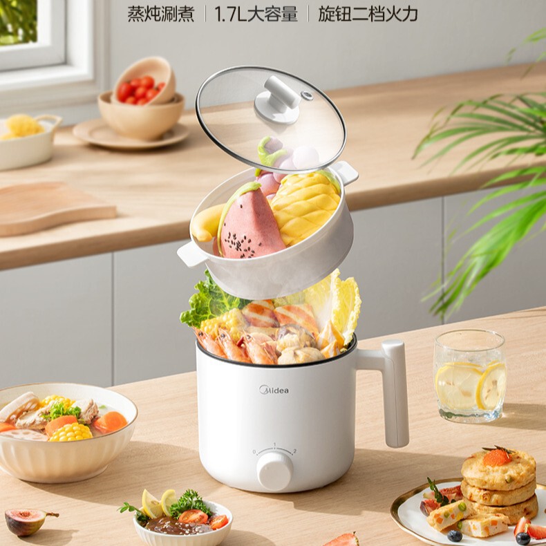 Midea Electric Cooking Pot, Electric Hot Pot, Small Electric Pot, Dormitory All-In-One Instant Noodle Pot, Mini Hot Pot, Multifunctional Pot Midea Electric Cooking Pot, Electric Hot Pot, Small Electric Pot, Dormitory All-In-One Instant Noodle Pot, Mini Hot Pot, Multifunctional Pot