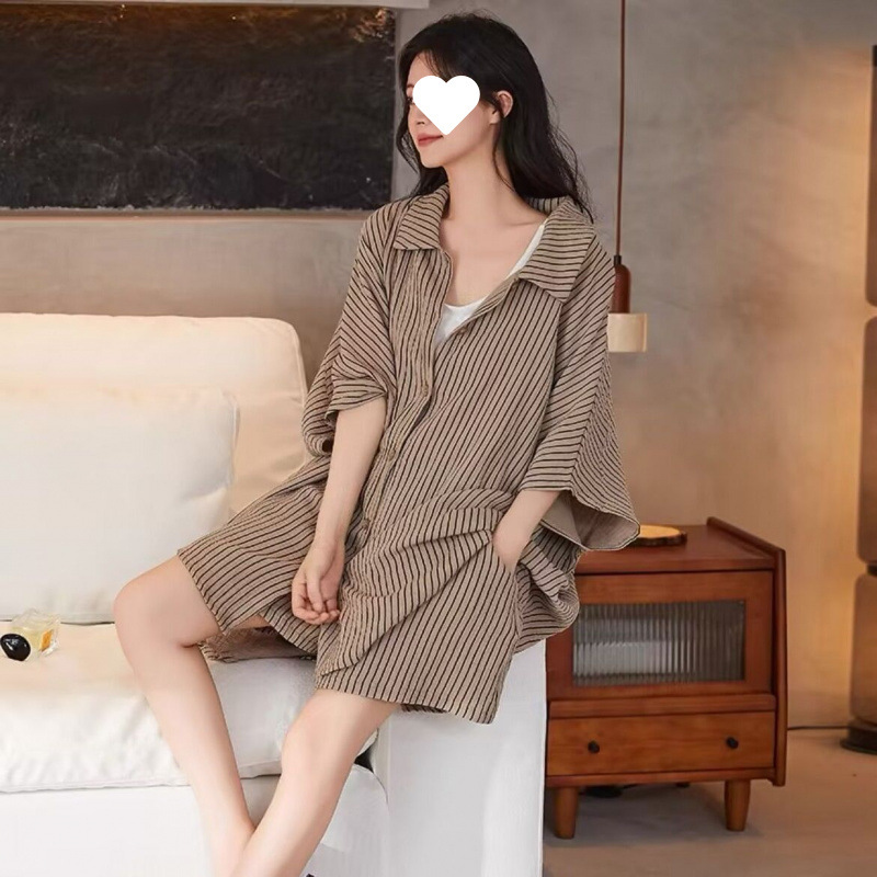 ファットシスタークラウドコットン薄手パジャマ女性用2025半袖ショーツレイジースタイル100kgゆったりと着用できるスーツ|undefined
