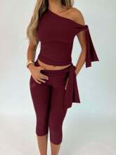 I 71380 Oblique Neck Top Set б�����¶̿���