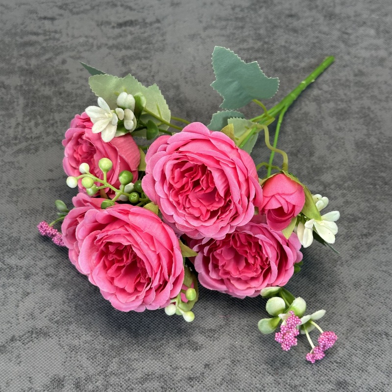 Simulación de 5 ramos de peonía boda decoración del hogar decoración hecha a mano rosa persa decoración de flores falsas transfronterizas al por mayor