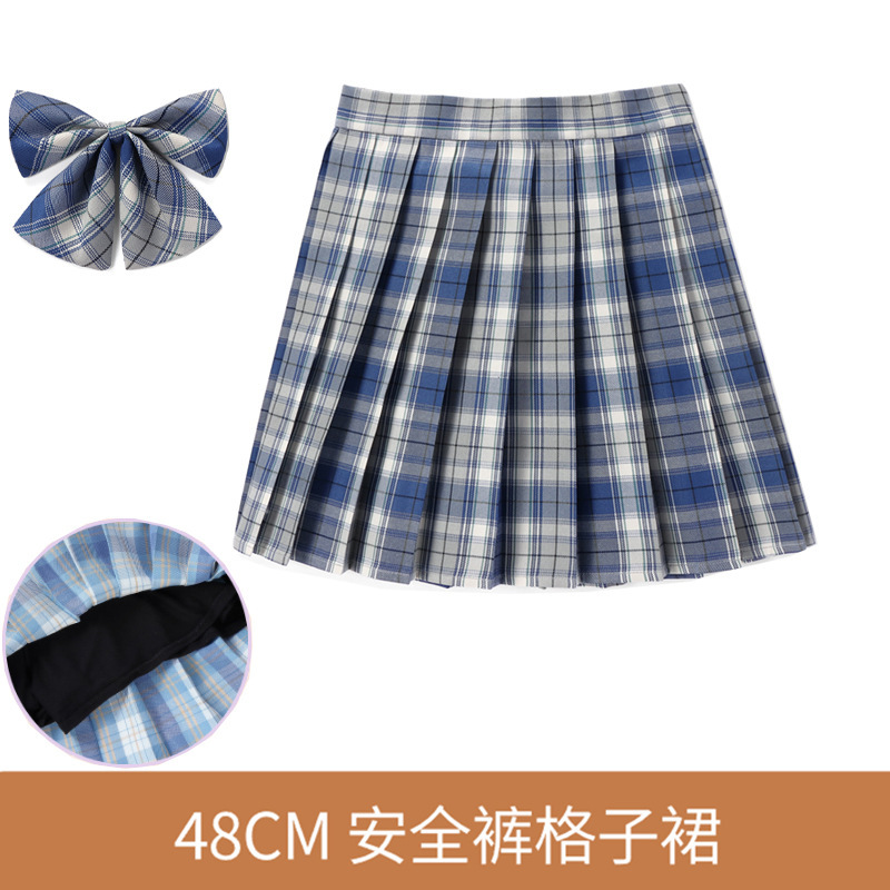 48CM现货内衬安全裤制服格子学院日系百褶班服校服学生短半身女裙|undefined