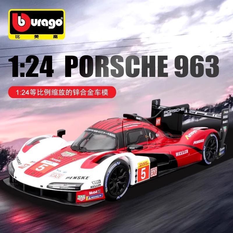 Bimei High Product 1:24 Porsche 963 Le Mans Simulation Alloy Car Model 24 Hours Endurance Race Car Model
