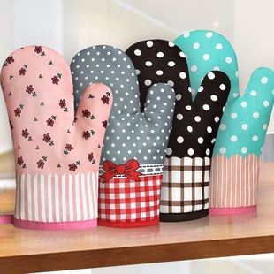 Thickened Oven Gloves Kitchen Insulation Gloves Heat-Proof Baking Tools Anti-Scalding Household Microwave Oven Gloves High Temperature Resistance