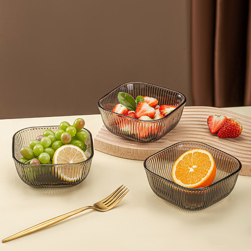 Square Glass Bowl suit Vertical Grain Glass Bowl Household Water Cup Dessert Salad Bowl Opening Event Promotional Gift Square Glass Bowl suit Vertical Grain Glass Bowl Household Water Cup Dessert Salad Bowl Opening Event Promotional Gift