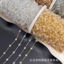 diy链条 4mm水晶间隔1.5cm 全铜高温保色  古风流苏步摇头饰链