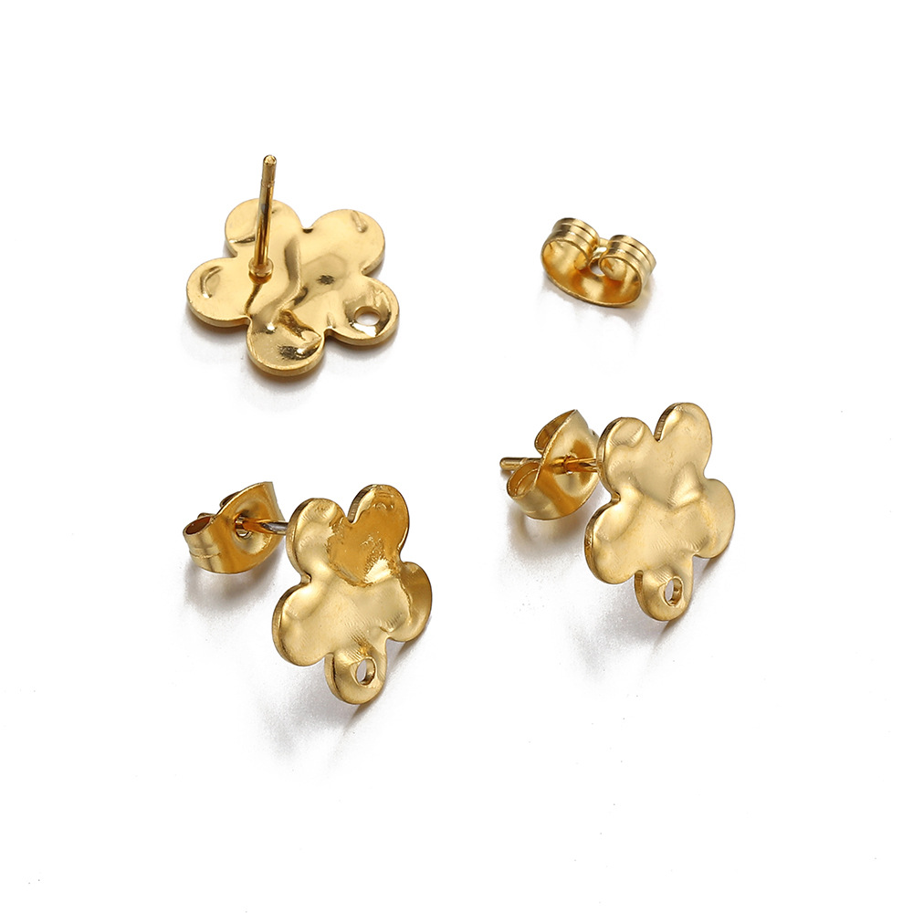 Basic, Classic Style Style 10 PCS/Package 12mm 304 Stainless Steel Flower Earring Findings DIY Ornament Accessories