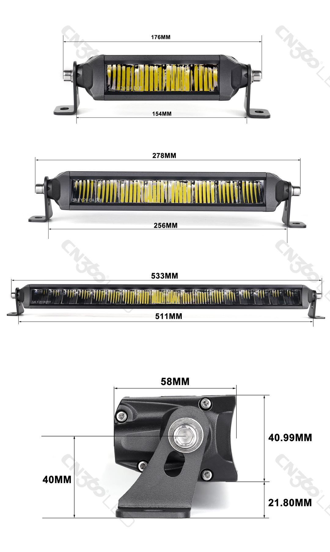 Cn360 46 Off-Road Led Work Strip Lights, External Modification Driving Lights, Fog Lights, Warning Lights, Hot Sales in Foreign Trade