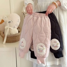 女童冬季棉裤一条过冬超厚束脚夹棉裤子冬季长裤子女宝宝保暖裤子
