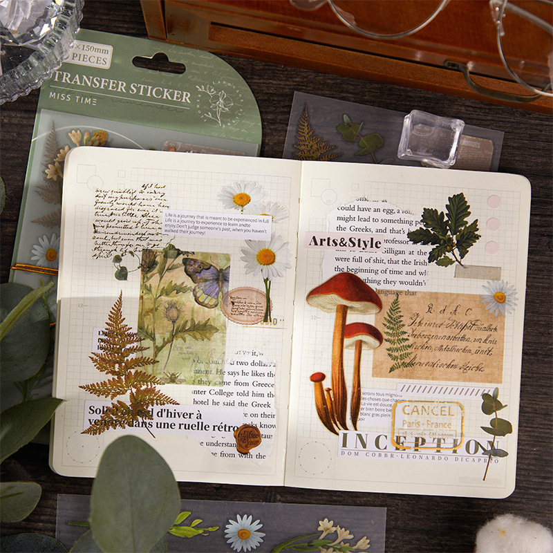 Recogida de transferencia pegatinas hierba hoja colección Serie INS flor mano cuenta DIY material decorativo pegatinas 2 piezas en 6 tipos