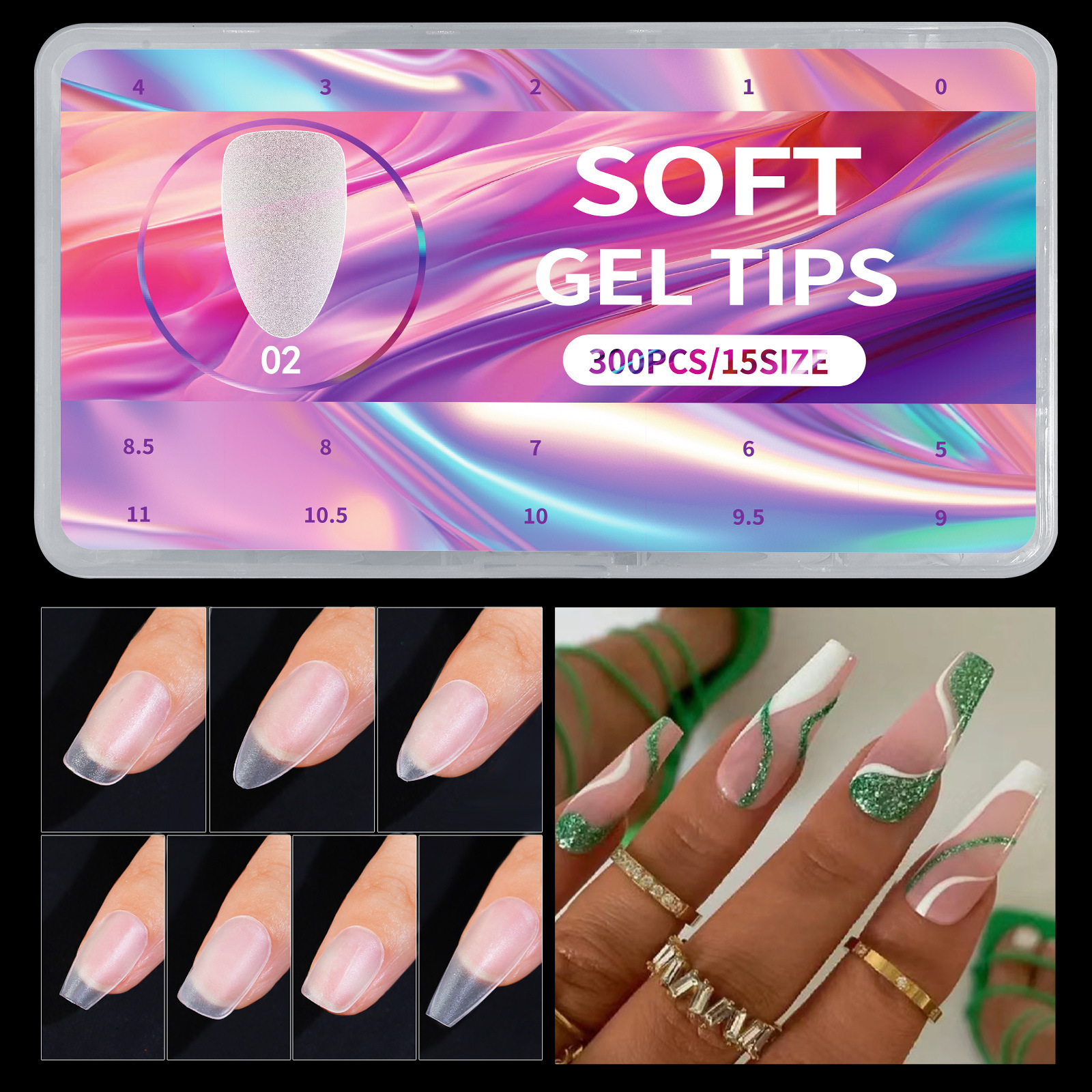 Cross-border caliente ultra-corto esmerilado esmalte de uñas ultra-delgada gota de agua sin fisuras tallado libre de molienda uñas falsas 300pcs