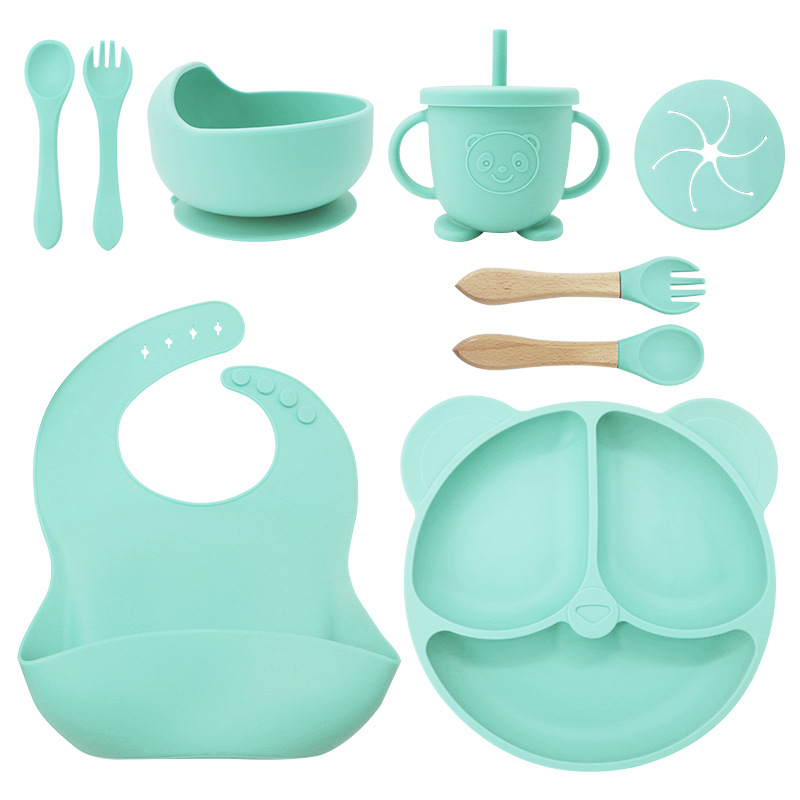 Juego de vajilla de mesa de silicona de panda rojo