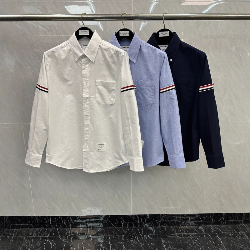 Nanyou High-Quality Tb Shirt Oxford Textile Double-Sleeved Colorful Striped Webbing Long-Sleeved Shirt Unisex Shirt Jacket