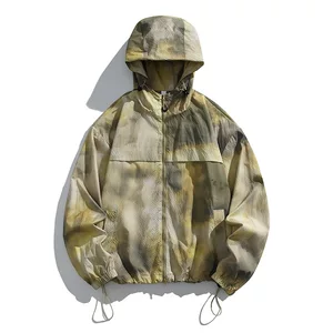 OOTD户外冲锋夹克男女秋登山服机能风连帽扎染工装外套情侣上衣
