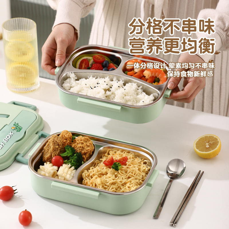 Fiambrera dividida para niños de acero inoxidable, caja de almuerzo portátil sellada a prueba de fugas, dibujos animados lindos, niños, estudiantes, escuela al aire libre