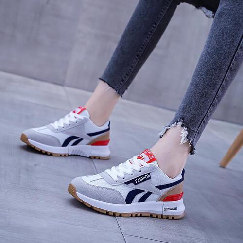 2024 spring new shoes for women, fashionable flat-soled casual trendy junior high school students mesh breathable running sneakers