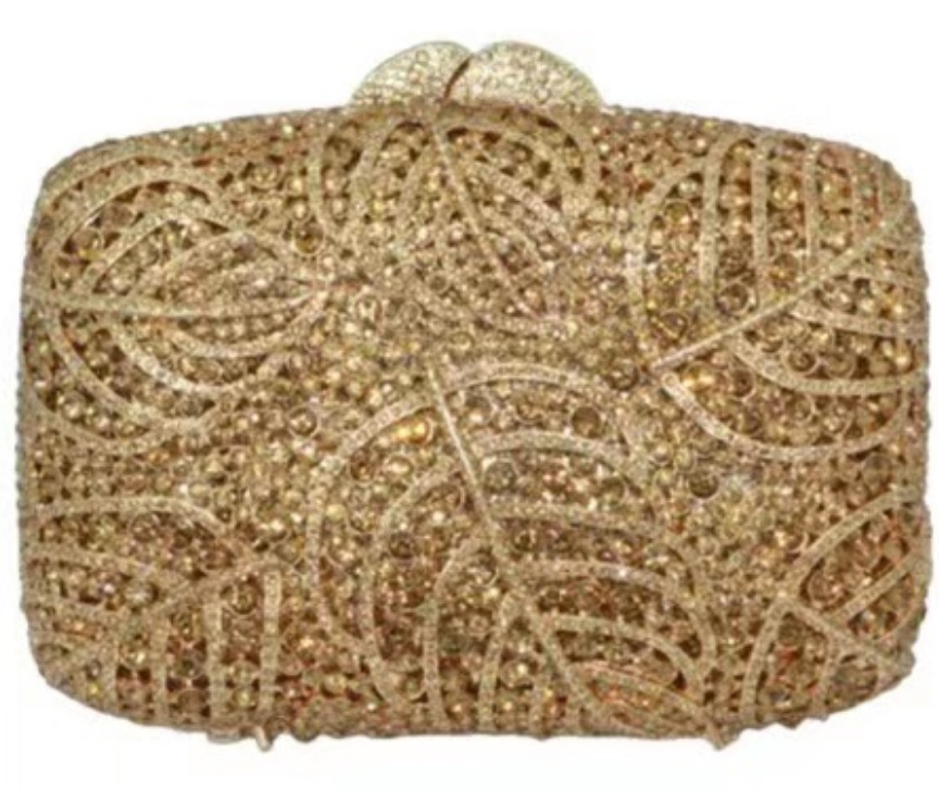 * transfronterizo nuevo paquete de diamante de hoja hueco caja dura de metal bolsa de cristal bolsa de diamante de mano de banquete europea y americana