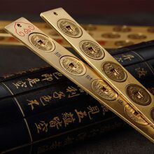 纯黄铜风水五帝尺六帝尺长款十帝尺铜钱尺化解门对门挂件摆件镇宅