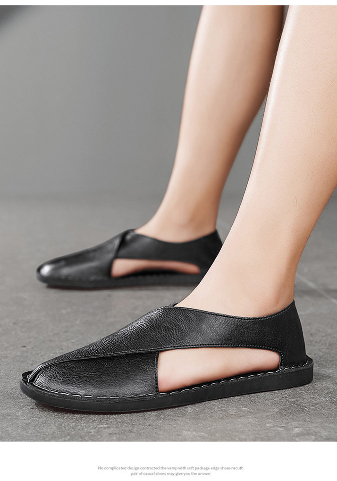 Dép sandal nam da bò thật hở ngón thoáng khí kiểu lười dễ xỏ chân — 2658 màu nâu, 2658 màu đen chi tiết 15