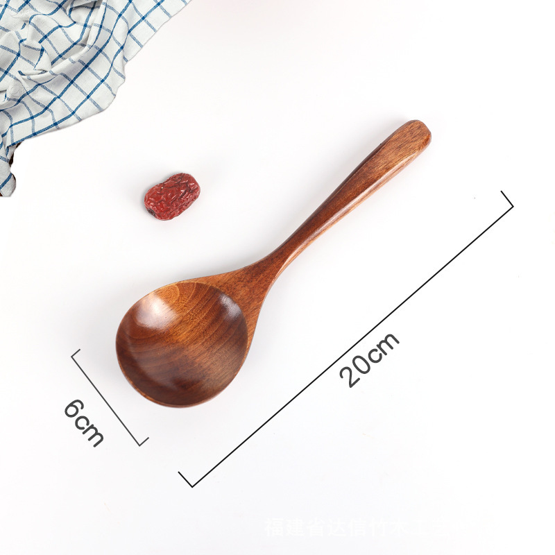 Cuchara de madera al estilo japonés Cuchara de sopa de madera de mango largo Cuchara de sopa para el hogar Ramen Cuchara de madera pequeña al por mayor de alto valor
