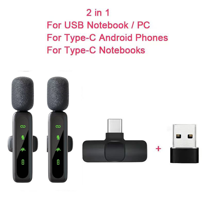 Nuevo micrófono de collar inalámbrico, micrófono L6, micrófono, uno para dos, Bluetooth inteligente, reducción de ruido, clip de collar de reverberación, micrófono