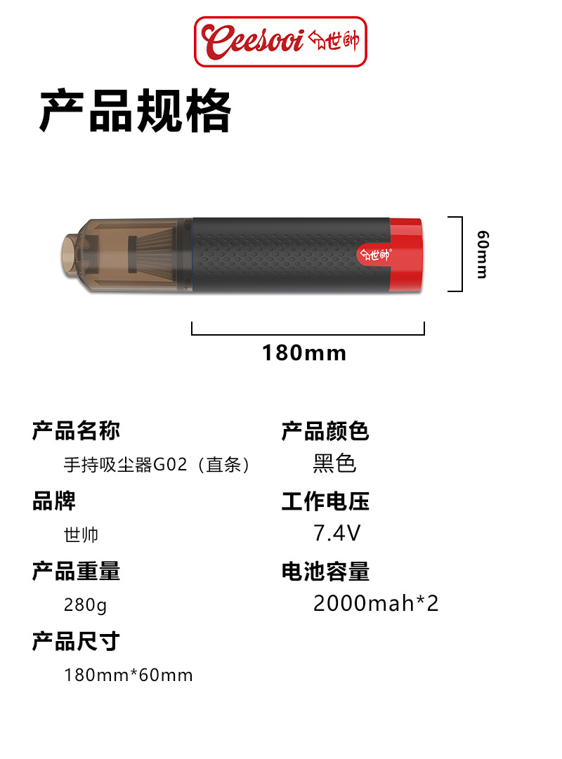 Shishuai Car Vacuum Cleaner - Super Strong Suction, Wireless, Small Handheld Model, 2-in-1 Blowing and Suction, Dual Use for Car and Home