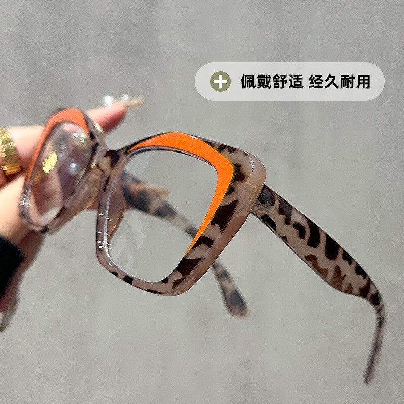 欧美跨境时尚猫眼平光镜 百搭防蓝光电脑眼镜 流行拼色镜框平光镜|undefined