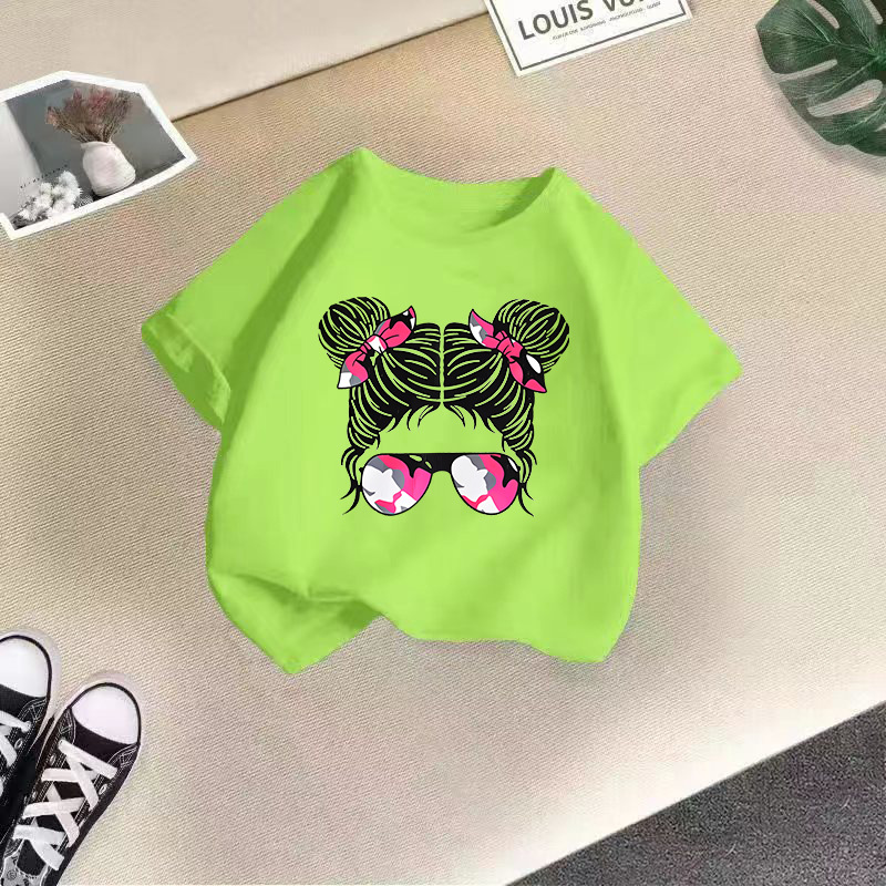 Ropa para niños transfronterizos 2024 verano nuevas camisetas de manga corta para niños y niñas tops de cuello redondo de moda bebé de media manga de algodón