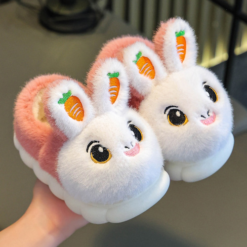 Winter Children's Cotton Slippers for Girls, Princess Style, Non-Slip and Warm, Parent-Child Large, Medium, Small and Baby Toddler Footed Cotton Shoes